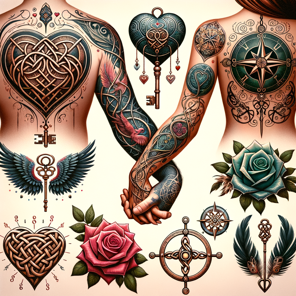 Unique couple's tattoo ideas featuring matching tattoos for couples in diverse tattoo designs, showcasing symbolic, romantic, and meaningful couple's tattoo art for love and unity inspiration.