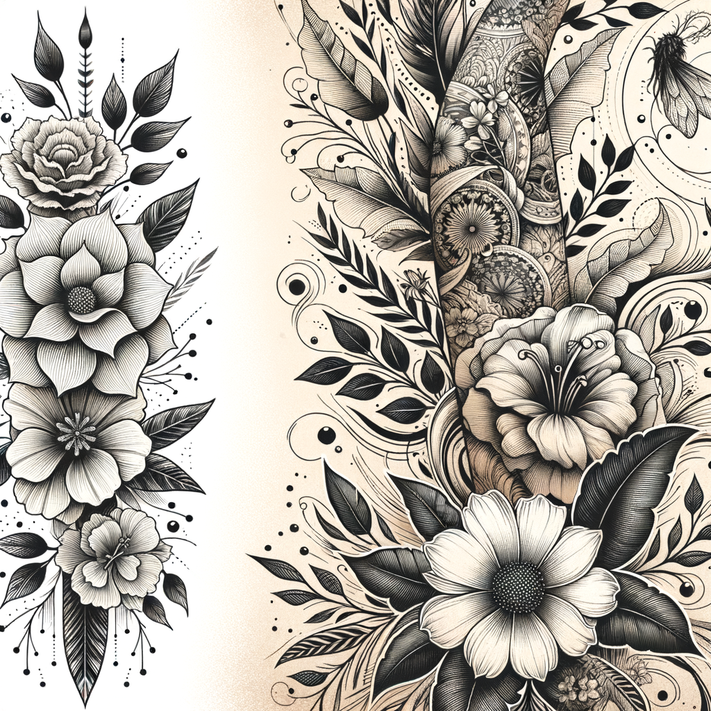Collection of trending botanical tattoo designs showcasing nature-inspired tattoos, floral tattoo trends, and symbolic tattoo meanings in intricate botanical ink art.