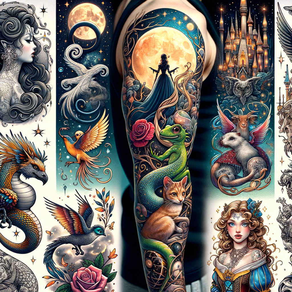 Enchanting fairy tale tattoo designs featuring magical and fantasy tattoo ideas, storybook character inspirations, and fairy tale inspired tattoos for enchanted tattoo art lovers.