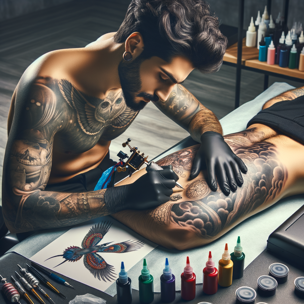 Professional tattoo artist using advanced cover-up tattoo techniques for tattoo transformation art, showcasing tattoo cover-up ideas and the artistry of tattoo redesign techniques.