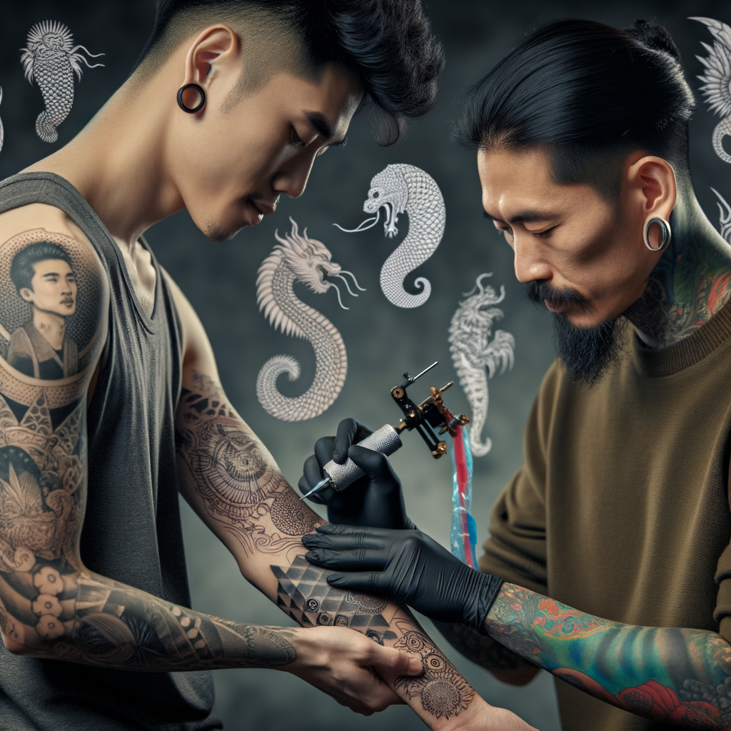 Tattoo artist demonstrating tattoo artistry with an impactful sleeve tattoo design, providing sleeve tattoo ideas and inspiration for custom sleeve tattoos, showcasing various tattoo sleeve styles and design techniques.