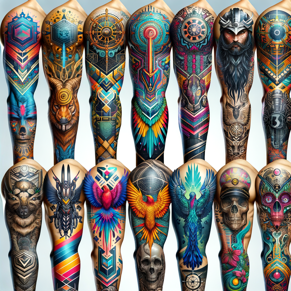 Bold and unique full sleeve tattoo designs showcasing diverse tattoo sleeve themes for inspiration, highlighting creative and statement sleeve tattoos for a bold look.