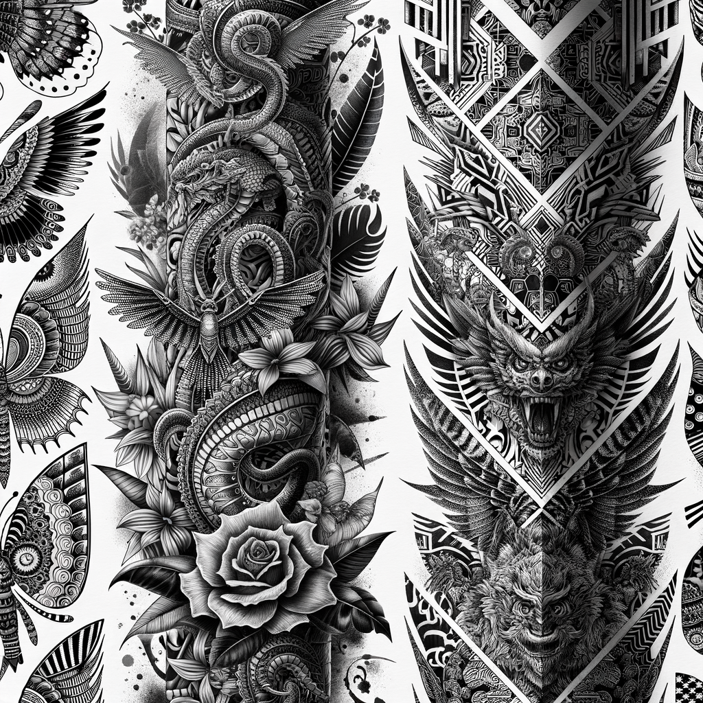 Artistic collection of modern and unique unisex spine tattoo designs showcasing trendy tattoo ideas for men and women, highlighting the appeal of back tattoos for spine tattoo inspiration.
