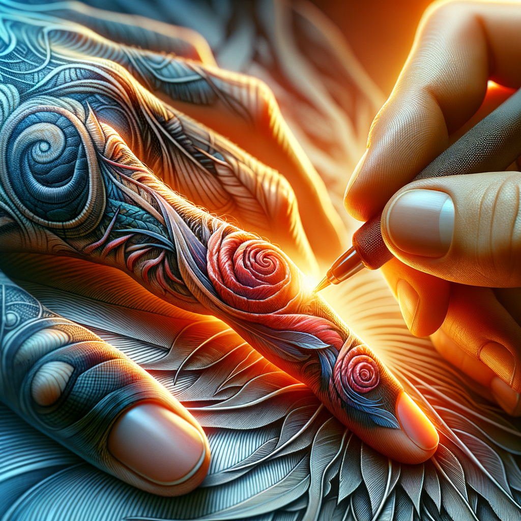 Close-up of intricate finger tattoo design illustrating the beauty of tattoos, tattoo pain management, and aftercare, perfect for unveiling finger tattoos worth the pain article.